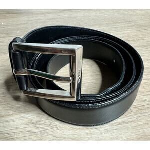 Prada Mens Leather Square Buckle Dress Casual Belt Black Mens Sz 40 3255 Auth